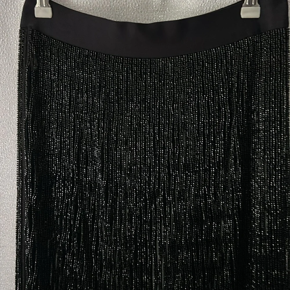 Elegant Black Fringe Skirt - Picture 2 of 12